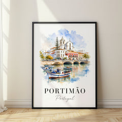 Portimão Watercolor Travel Poster – Portugal