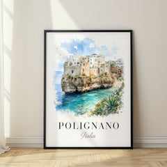 Polignano Watercolor Travel Poster – Italy