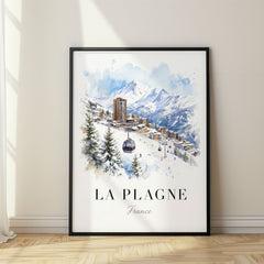 La Plagne Watercolor Travel Poster – France