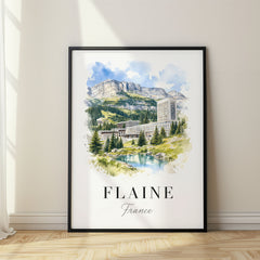 Flaine Watercolor Travel Poster – France