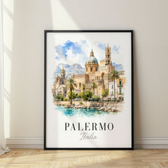 Palermo Watercolor Travel Poster – Italy