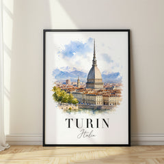 Turin Watercolor Travel Poster – Italy