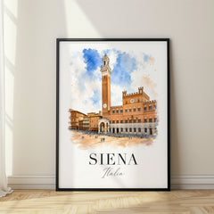 Siena Watercolor Travel Poster – Piazza del Campo