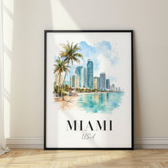 Miami Watercolor Travel Poster – USA
