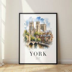 York Watercolor Travel Poster – United Kingdom
