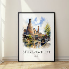Stoke-on-Trent Watercolor Travel Poster – United Kingdom