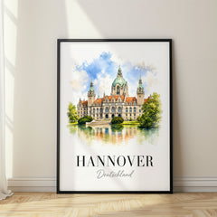 Hannover Watercolor Travel Poster – Germany