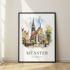 Münster Watercolor Travel Poster – Germany