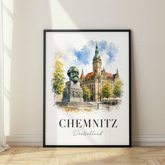 Chemnitz Watercolor Travel Poster – Germany