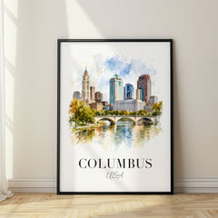 Columbus Watercolor Travel Poster – USA