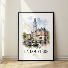 La Louvière Watercolor Travel Poster – Belgium
