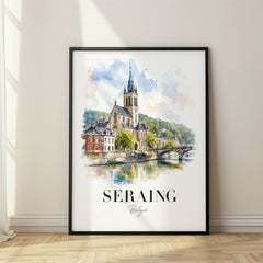 Seraing Watercolor Travel Poster – Belgium