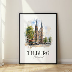 Tilburg Watercolor Travel Poster – Netherlands