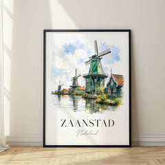 Zaanstad Watercolor Travel Poster – Netherlands