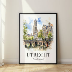 Utrecht Watercolor Travel Poster – Netherlands