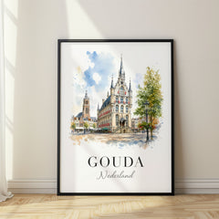 Gouda Watercolor Travel Poster – Netherlands
