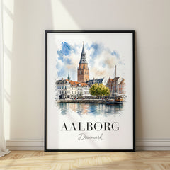 Aalborg Watercolor Travel Poster – Denmark