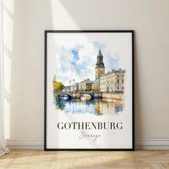Gothenburg Watercolor Travel Poster – Sweden