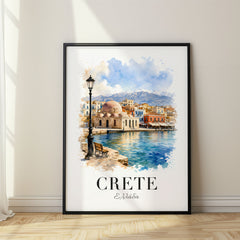 Crete Watercolor Travel Poster – Greece