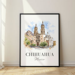 Chihuahua Watercolor Travel Poster – Mexico
