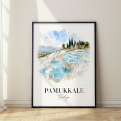Pamukkale Watercolor Travel Poster – Turkey