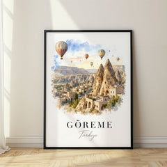 Göreme Watercolor Travel Poster – Turkey