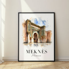 Meknès Watercolor Travel Poster – Morocco