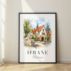 Ifrane Watercolor Travel Poster – Morocco