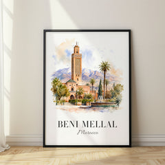 Beni Mellal Watercolor Travel Poster – Morocco