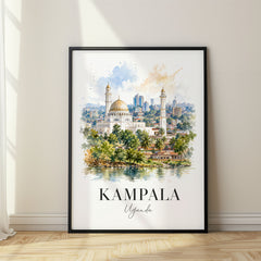 Kampala Watercolor Travel Poster – Uganda