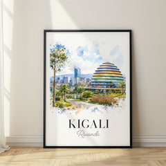 Kigali Watercolor Travel Poster – Rwanda