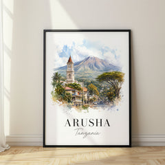 Arusha Watercolor Travel Poster – Tanzania