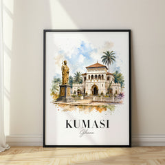 Kumasi Watercolor Travel Poster – Ghana