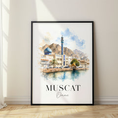 Muscat Watercolor Travel Poster – Oman