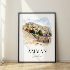 Amman Watercolor Travel Poster – Jordan