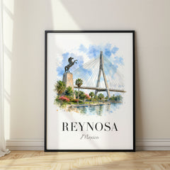 Reynosa Watercolor Travel Poster – Mexico