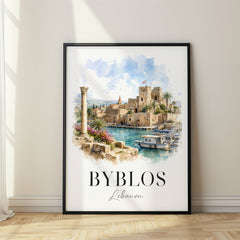 Byblos Watercolor Travel Poster – Lebanon