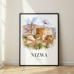 Nizwa Watercolor Travel Poster – Oman