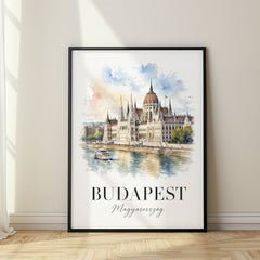 Budapest Watercolor Travel Poster – Hungary