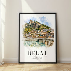 Berat Watercolor Travel Poster – Albania