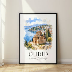 Ohrid Watercolor Travel Poster – North Macedonia