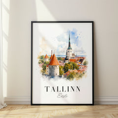 Tallinn Watercolor Travel Poster – Estonia