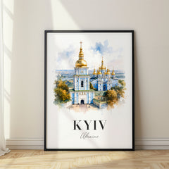 Kyiv Watercolor Travel Poster – Ukraine
