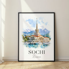 Sochi Watercolor Travel Poster – Russia