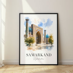Samarkand Watercolor Travel Poster – Uzbekistan