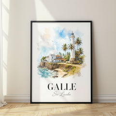 Galle Watercolor Travel Poster – Sri Lanka