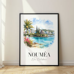 Nouméa Watercolor Travel Poster – New Caledonia