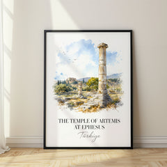 The Temple of Artemis at Ephesus Watercolor Travel Poster – Turkey