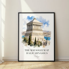 The Mausoleum at Halicarnassus Watercolor Travel Poster – Turkey