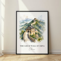 The Great Wall of China Watercolor Travel Poster – China